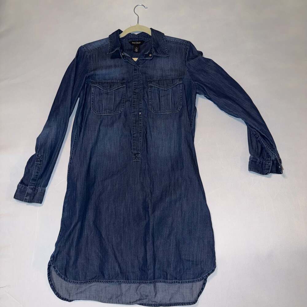 White House Black Market Long Sleeve Denim Shirt Dress NWOT #105